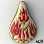 drop shaped cabochon with red tulips