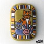 oval rectangle cabochon, 2 cats