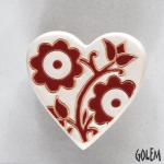 Hear shaped cabochon, red & white, old lace