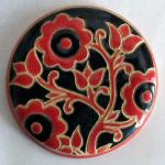 large round cabochon, red & black