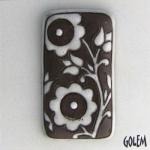 rectangle cabochon, white on dark clay