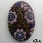 large oval cabochon, purple & orkid