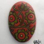 large oval cabochon, salsa & lime