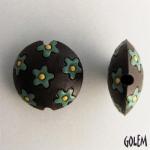 Dark lentil bead, jade flowers