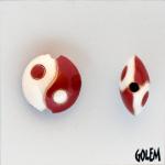 Yin & Yang sign, white & red lentil bead, size S