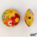 Flowers in red & yellow, lentil bead size M