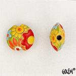 Flowers in red & yellow, lentil bead size S