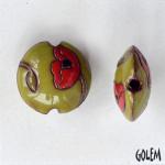 Red poppies on green, terracotta lentil size M