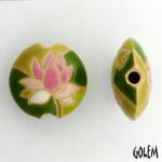 Lotus on green - lentil bead, size M