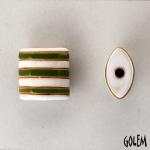 green stripes on white, pillow bead size M