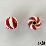 twisted stripes, red & white, string of 4
