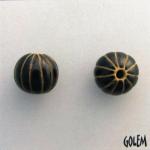 Melon bead - black stripes on light clay