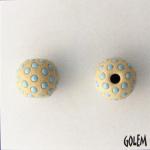 Turquoise polka dots on off white
