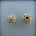 lime green dots on offwhite, string of 4