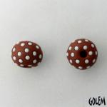 Terracotta with white polka dots