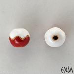 Wave, Red & white, round bead