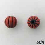 Melon bead - Coral stripes on dark