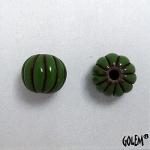 Melon bead - Green stripes on terracotta