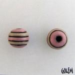 blush & pink stripes on dark round bead