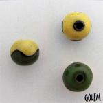 Wave, Safron & green on dark round bead