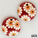 Daisies on red, 2 small pendants