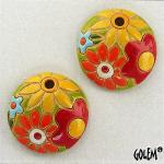 Flowers in red & yellow,, 2 small pendants