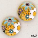 Flowers in white & yellow,, 2 small pendants
