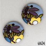 Purple winged dragonflies, 2 small pendants