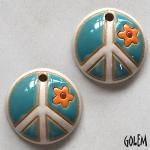 Peace Sign, Light Blue, 2 small pendants