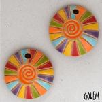 Rainbow swirl in orange, 2 small pendants