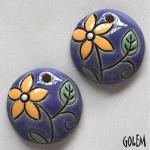 Flower pattern - Blue, 2 small pendants