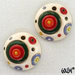 Circles, red & green on white, 2 small pendants