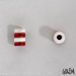Stripes, red $ white, small tube bead 