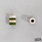Stripes, green $ white, small tube bead 