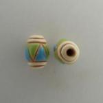 Oval W/ Blue & Green Triangles, 4 beads