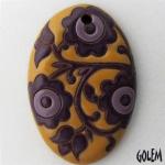 Purple and Yellow, large oval, terracotta
