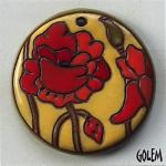 Bold poppies - large round pendant