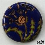 Dandelion - large round pendant, deep blue