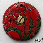 Dandelion - large round pendant, red
