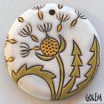 Dandelion -large round pendant, yellow & white