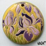 Purple Irises - large round pendant
