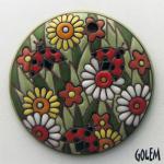 Spring Meadow - large round pendant, terracotta