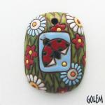 rectangle pendant with ladybug on terracotta