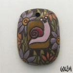 Rectangle pendant with purple snail