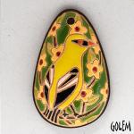oval pendant with yellow bird