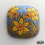 Daffodils - oval square pendant