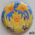 Daffodils - large round pendant