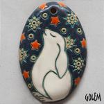 Happy bunny, Winter, large oval pendant