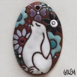Happy bunny, Spring, large oval pendant