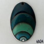 Cold Flame - oval pendant, dark clay